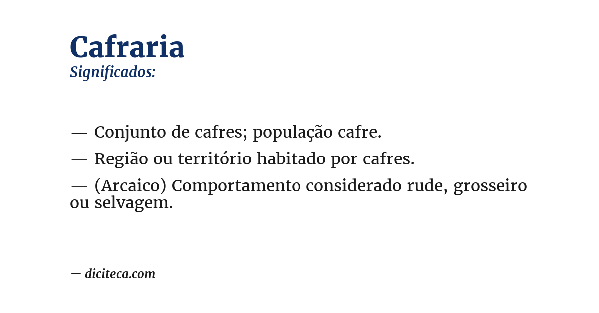 Significado de cafraria