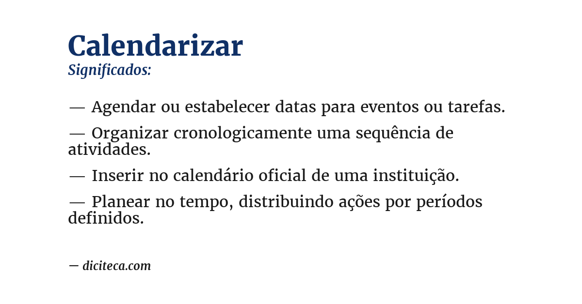 Significado de calendarizar