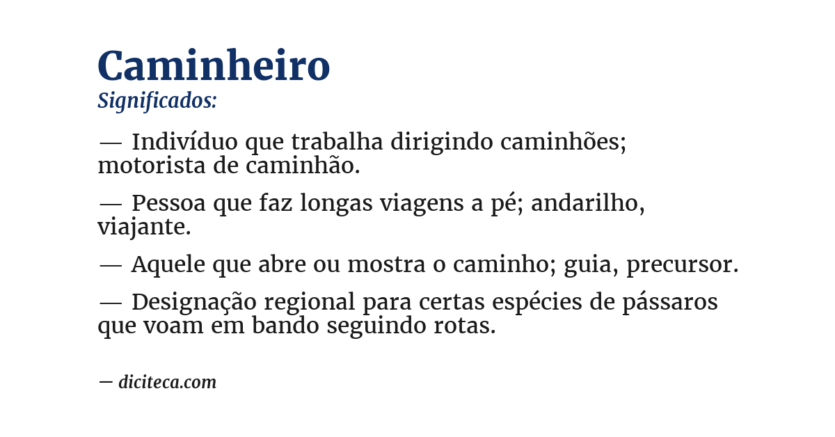 Significado de caminheiro