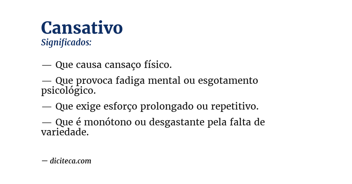 Significado de cansativo