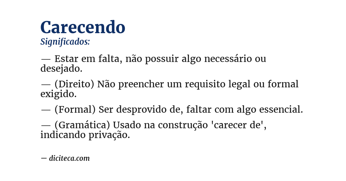 Significado de carecendo