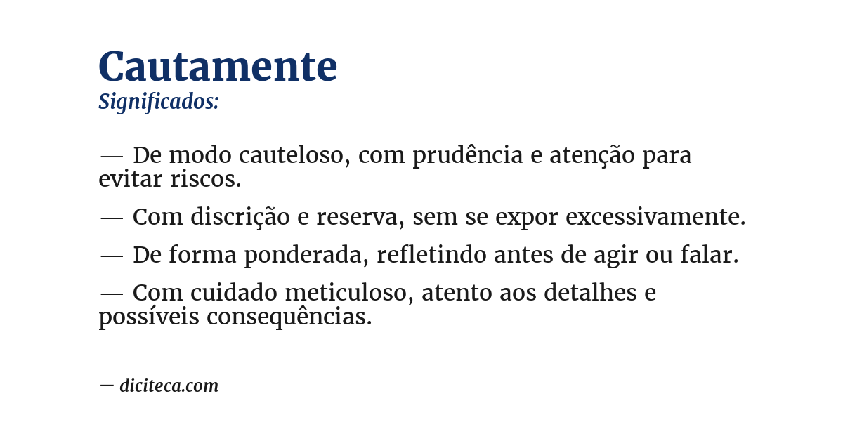 Significado de cautamente