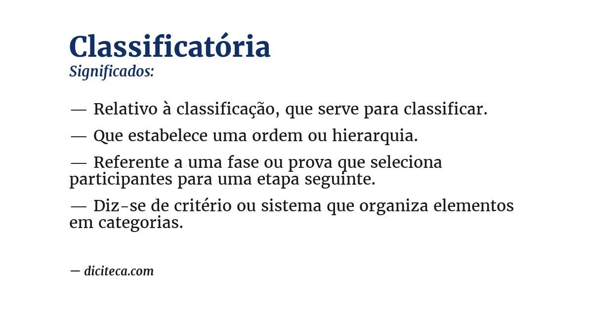 Significado de classificatória