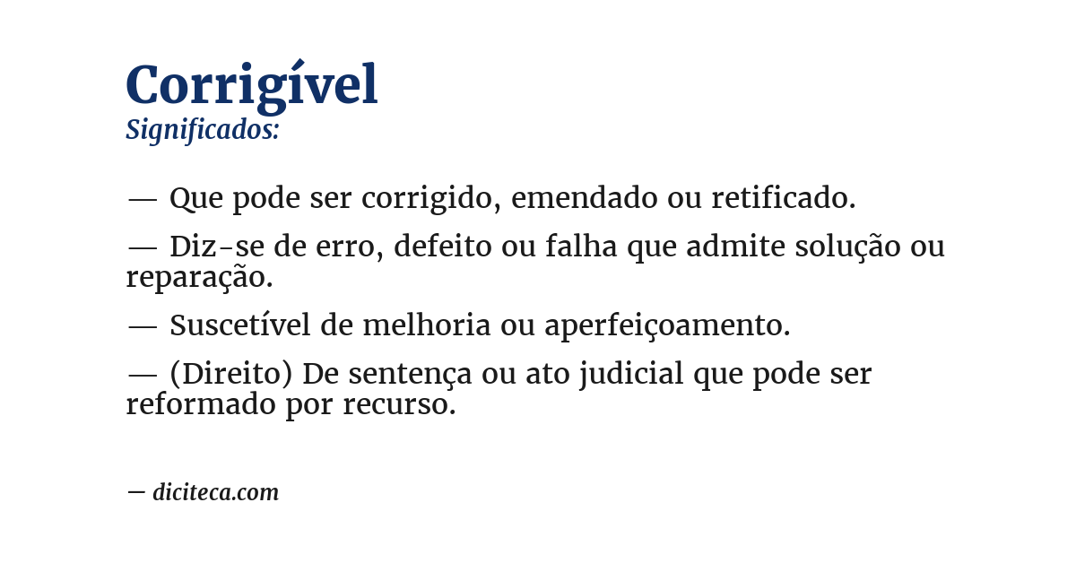 Significado de corrigível