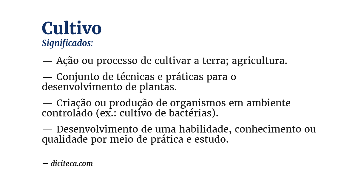 Significado de cultivo
