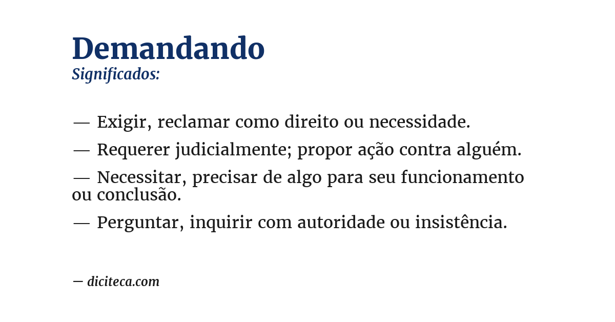 Significado de demandando