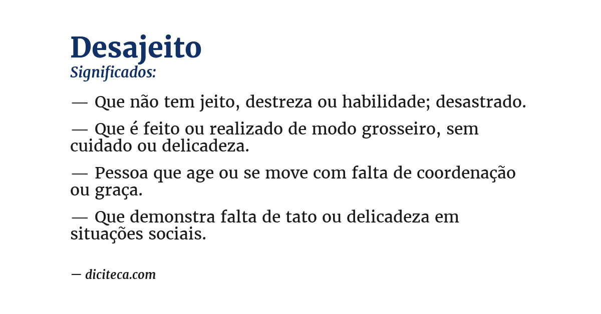Significado de desajeito