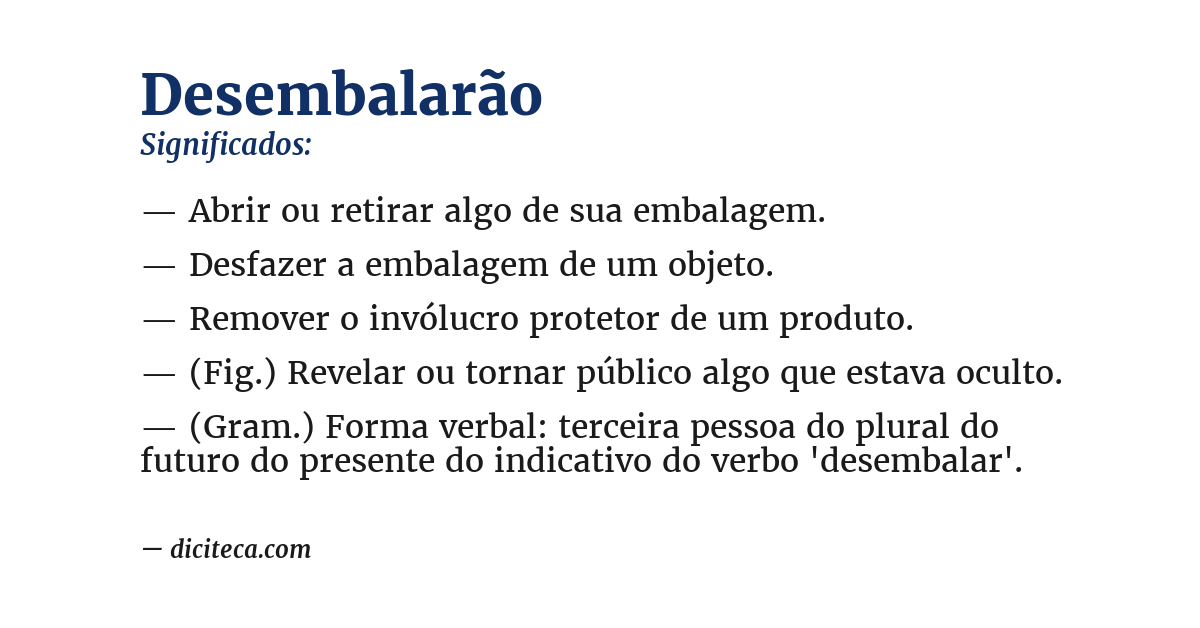 Significado de desembalarão