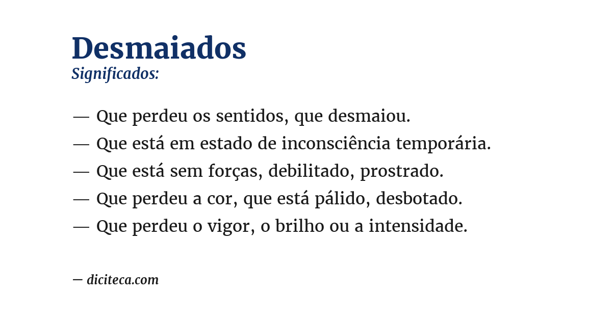 Significado de desmaiados