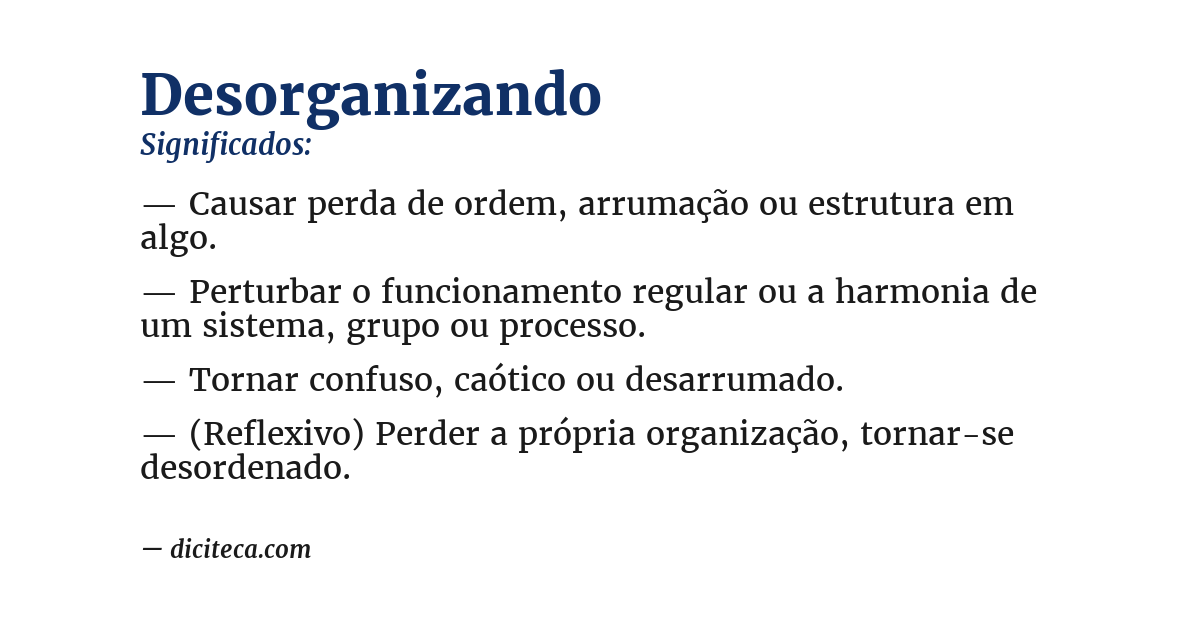 Significado de desorganizando
