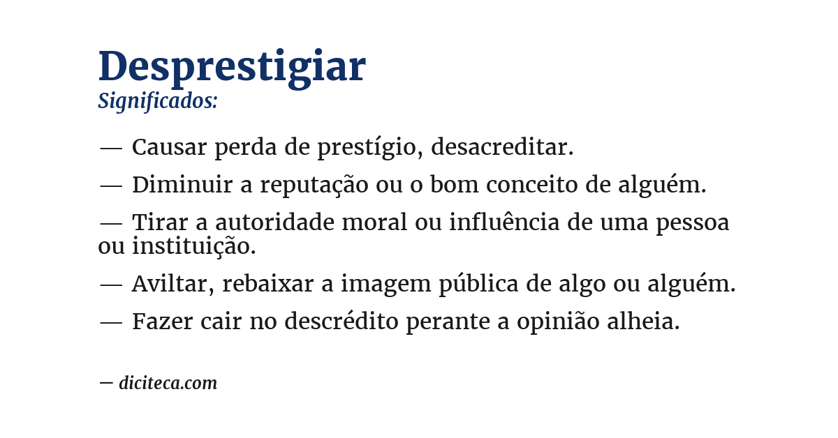 Significado de desprestigiar