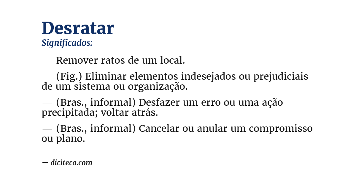 Significado de desratar