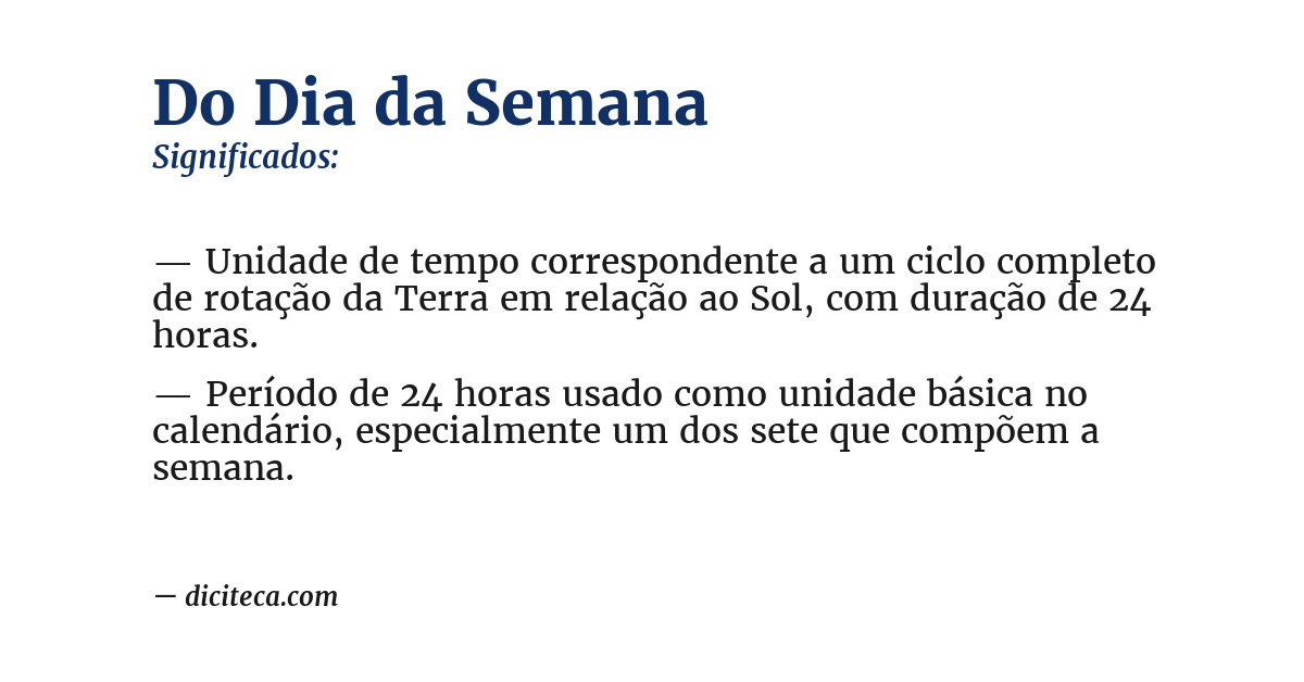 Significado de do dia da semana