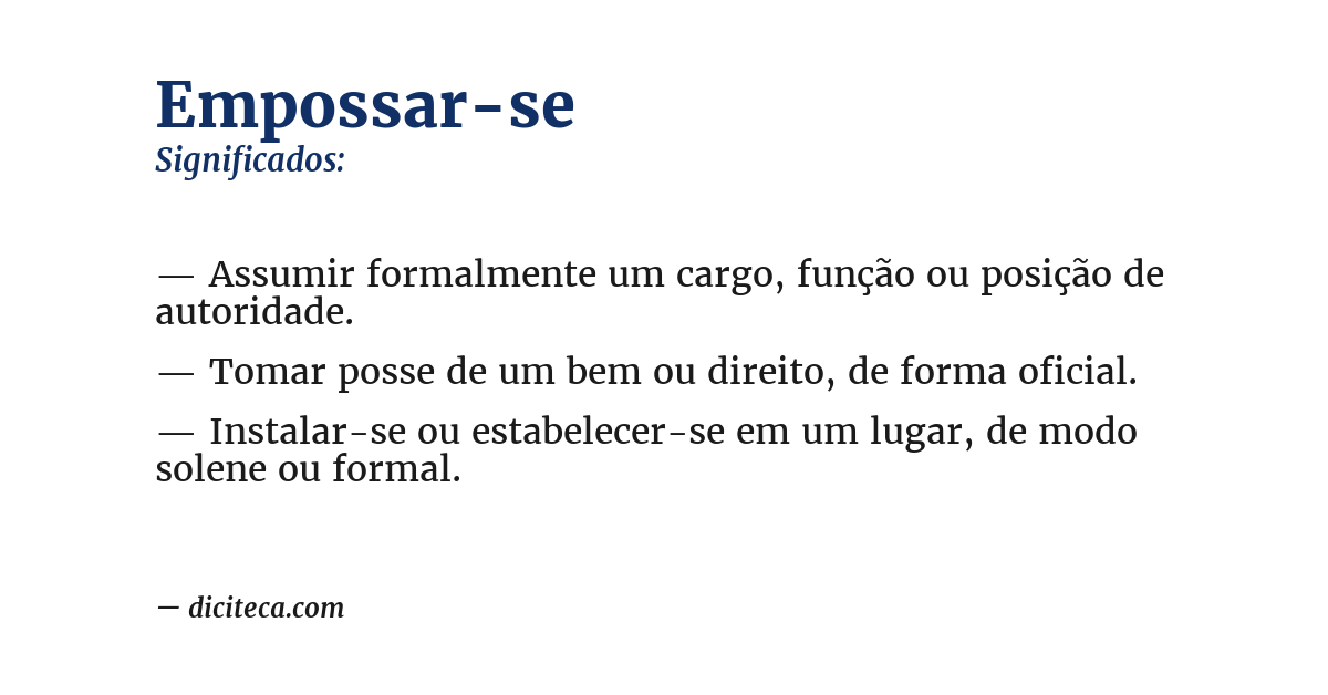 Significado de empossar-se