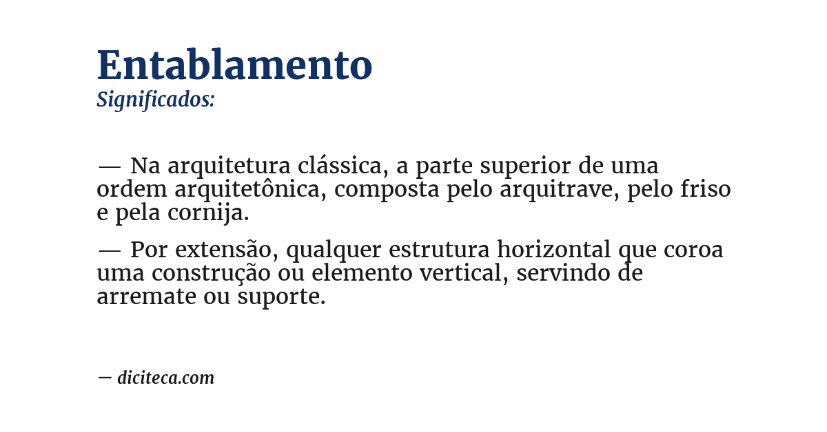 Significado de entablamento