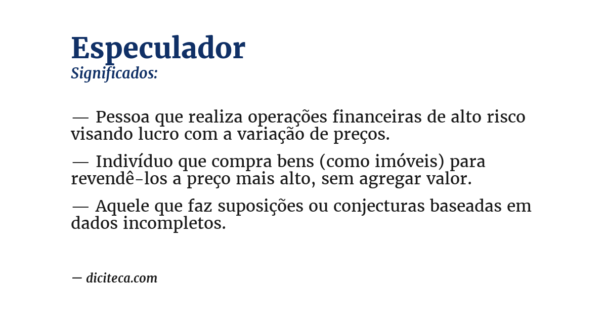 Significado de especulador