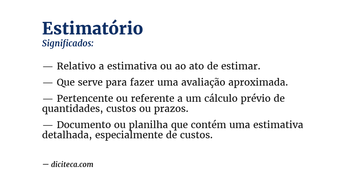 Significado de estimatório