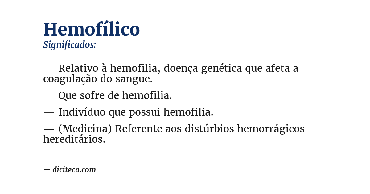 Significado de hemofílico