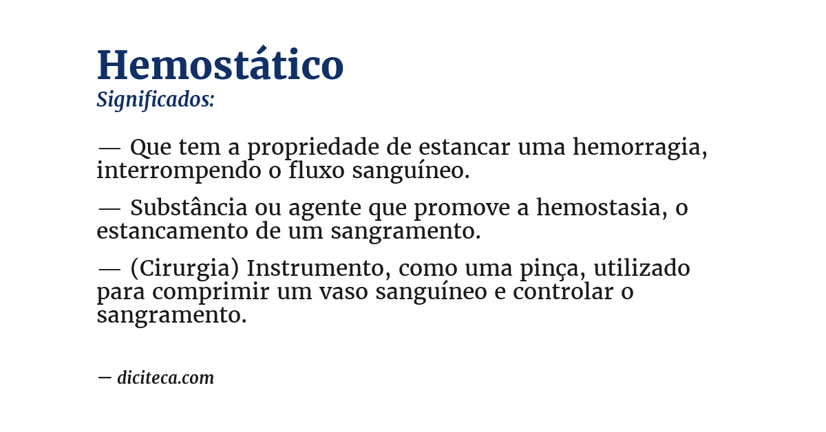 Significado de hemostático