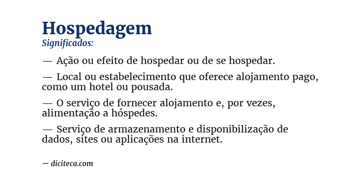 Significado de hospedagem