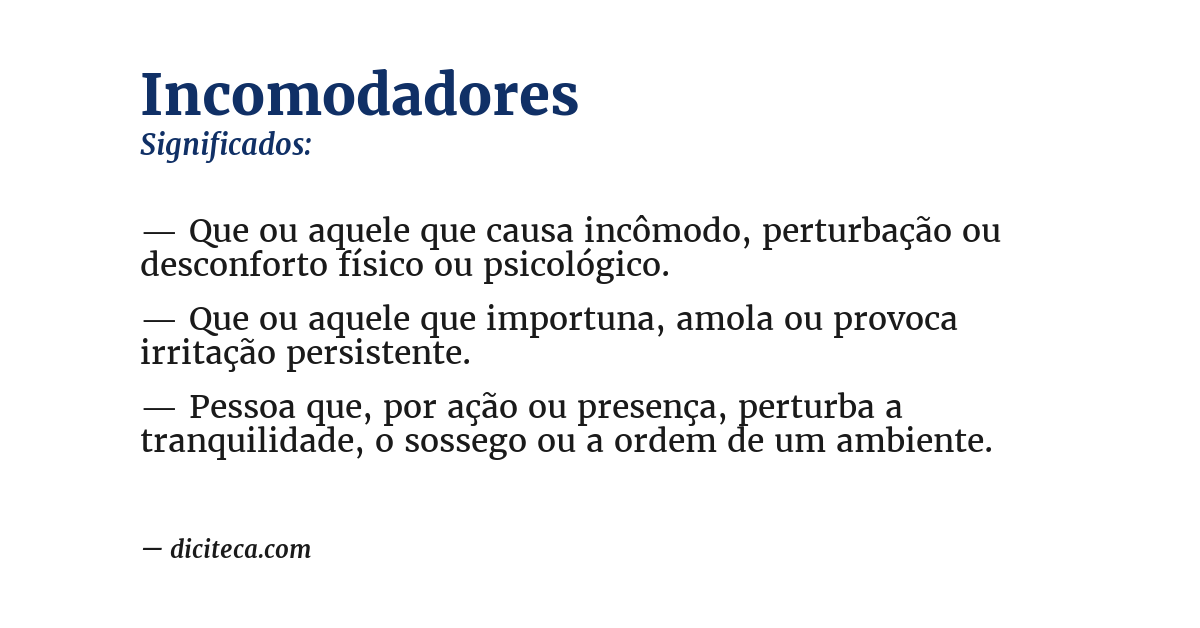 Significado de incomodadores