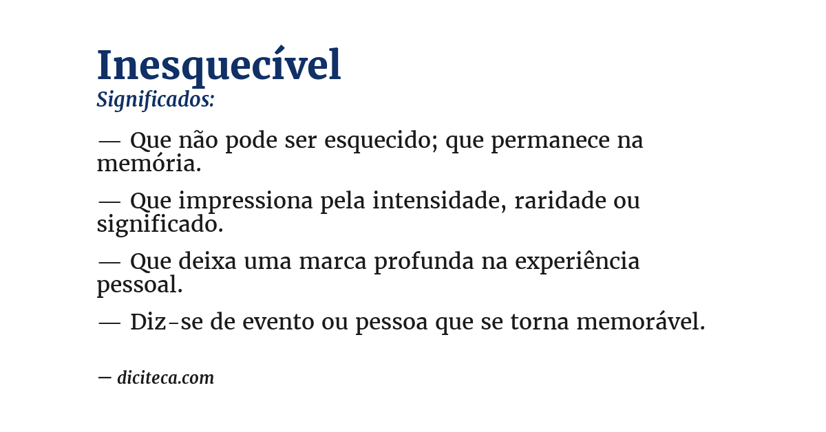 Significado de inesquecível