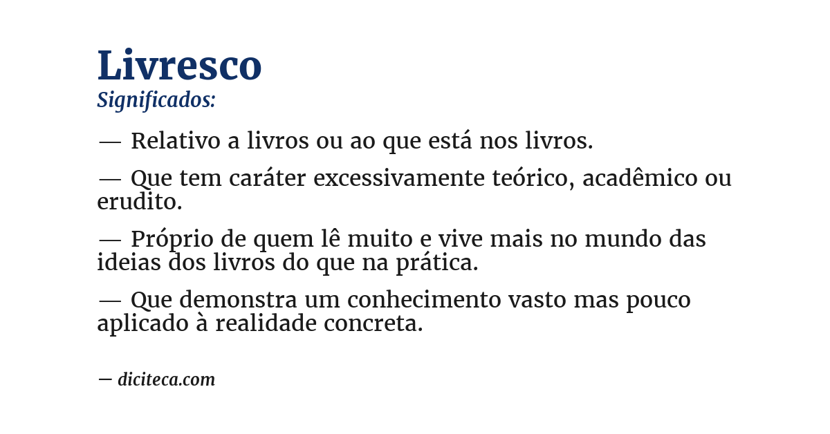Significado de livresco
