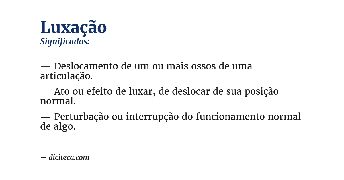Significado de luxação