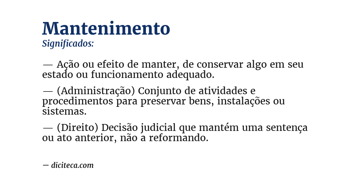 Significado de mantenimento