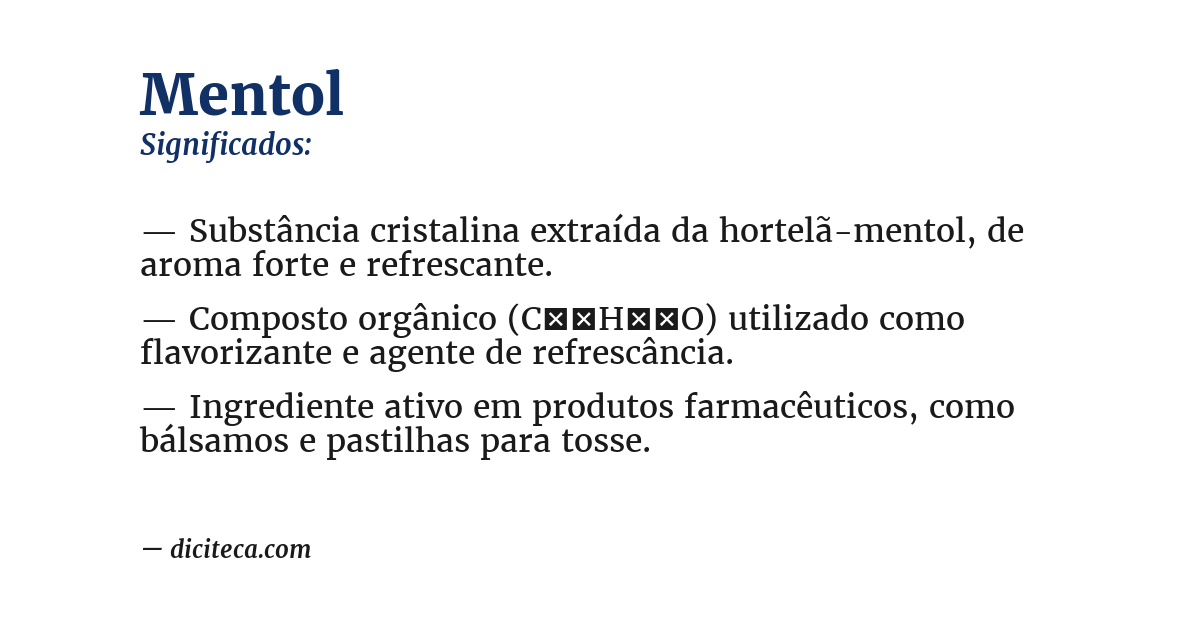 Significado de mentol