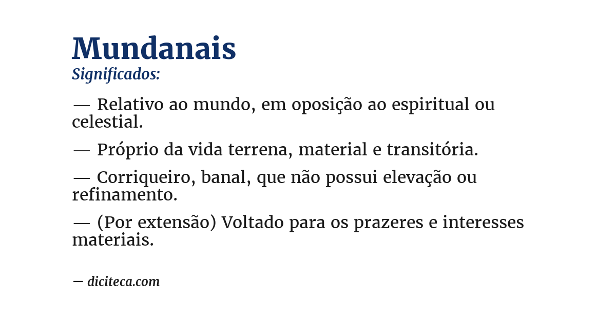 Significado de mundanais