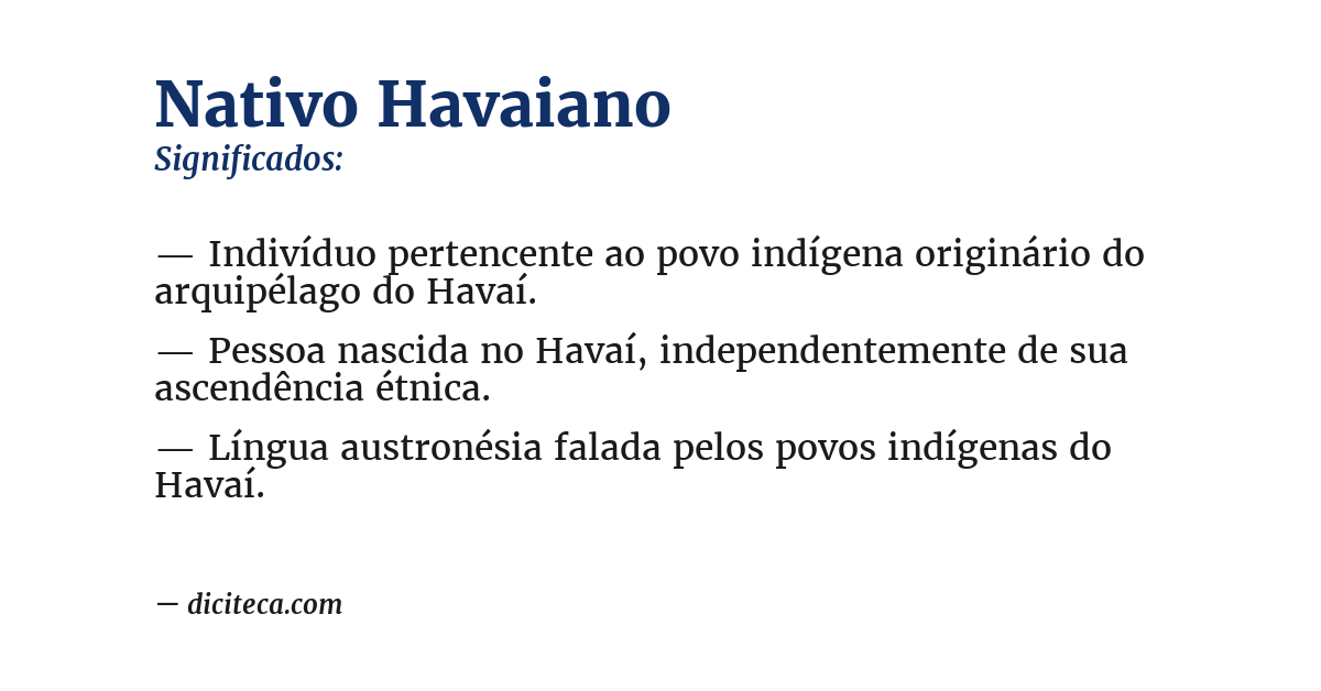 Significado de nativo havaiano