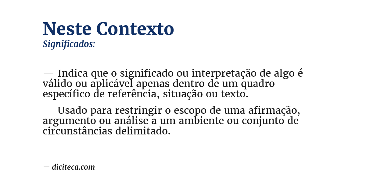 Significado de neste contexto
