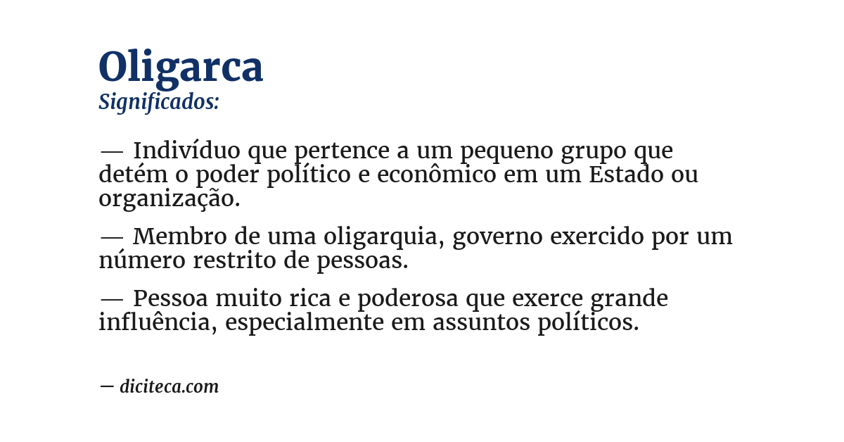 Significado de oligarca