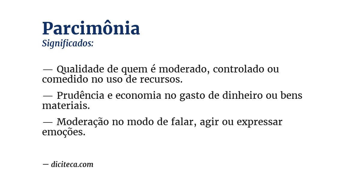 Significado de parcimônia