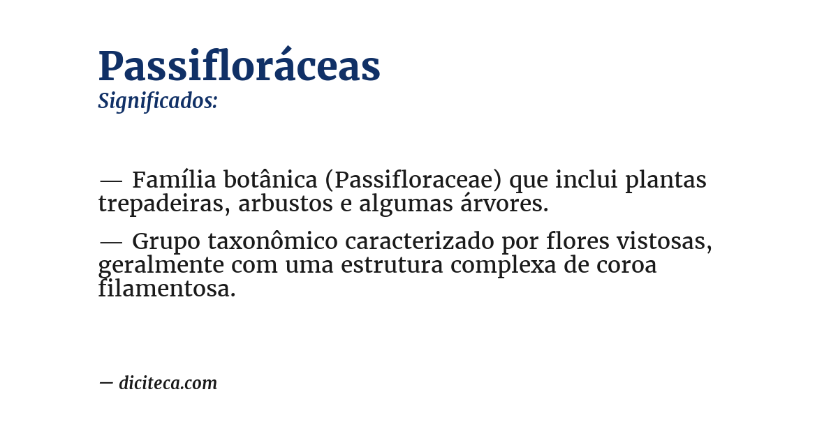 Significado de passifloráceas