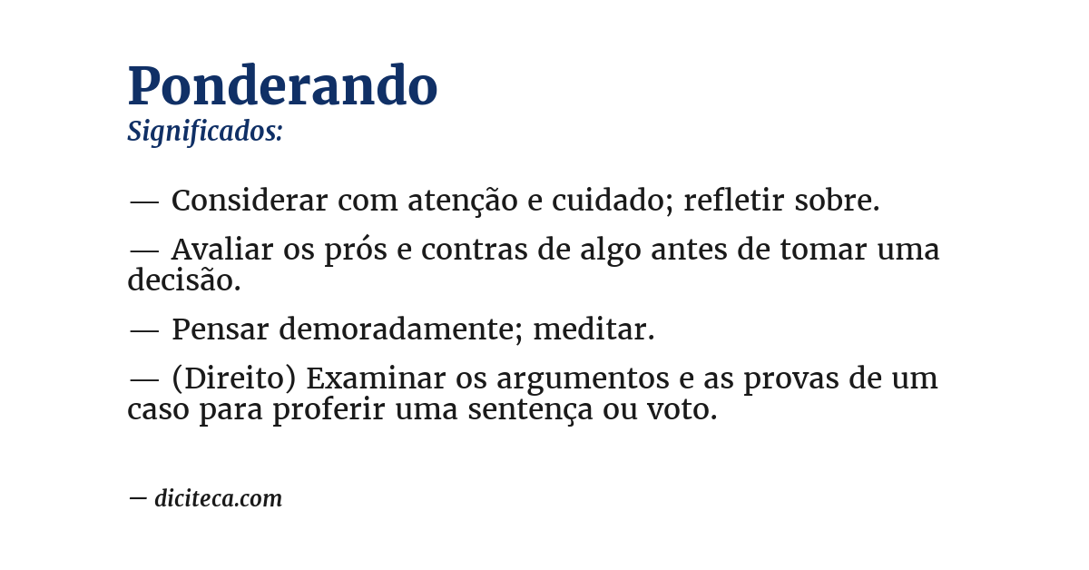 Significado de ponderando