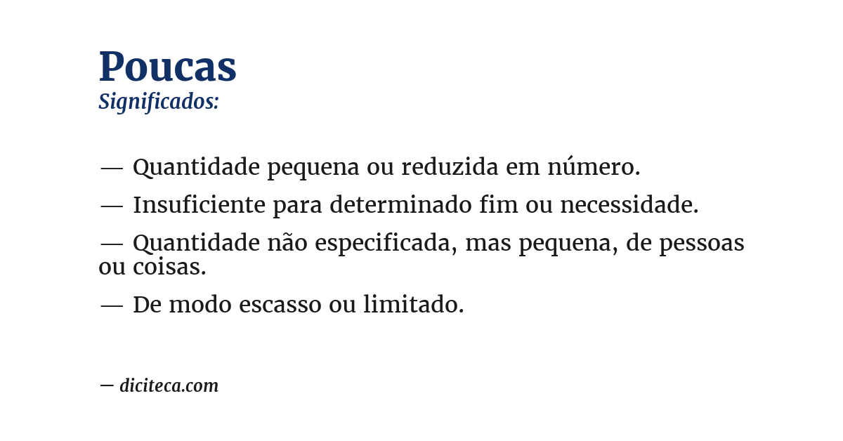 Significado de poucas