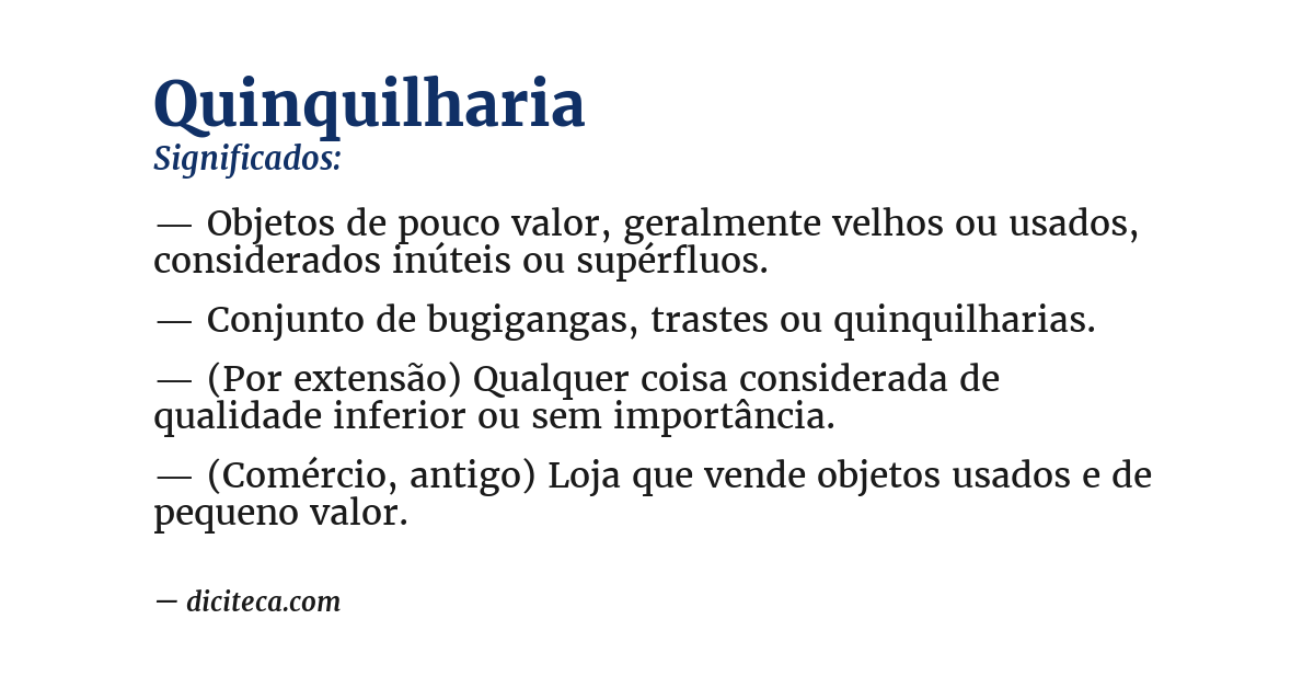 Significado de quinquilharia
