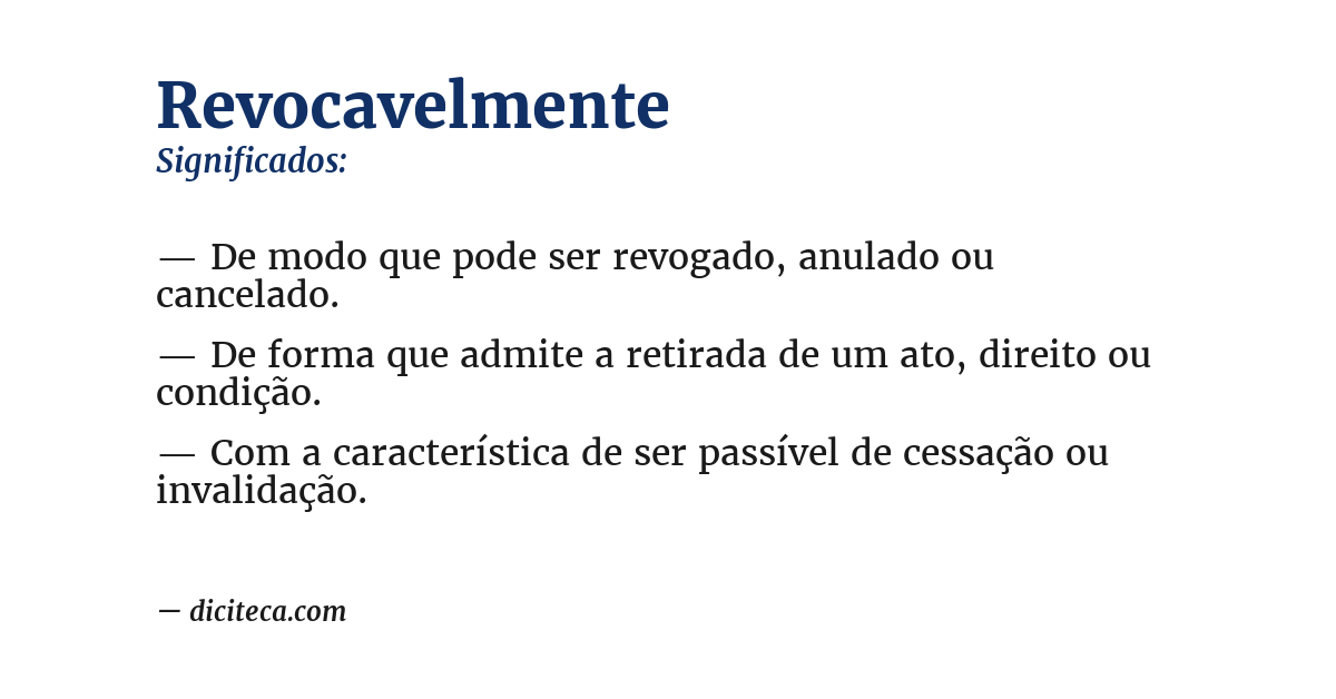 Significado de revocavelmente