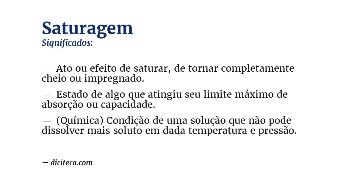 Significado de saturagem