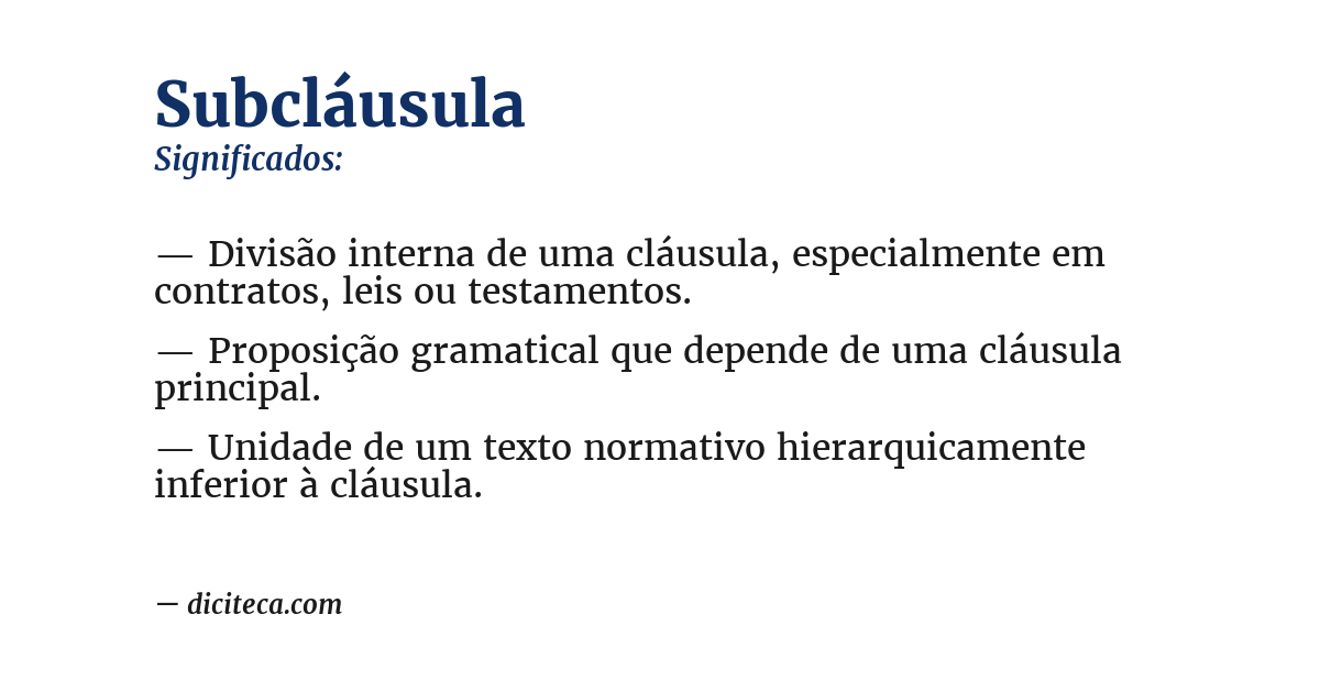 Significado de subcláusula