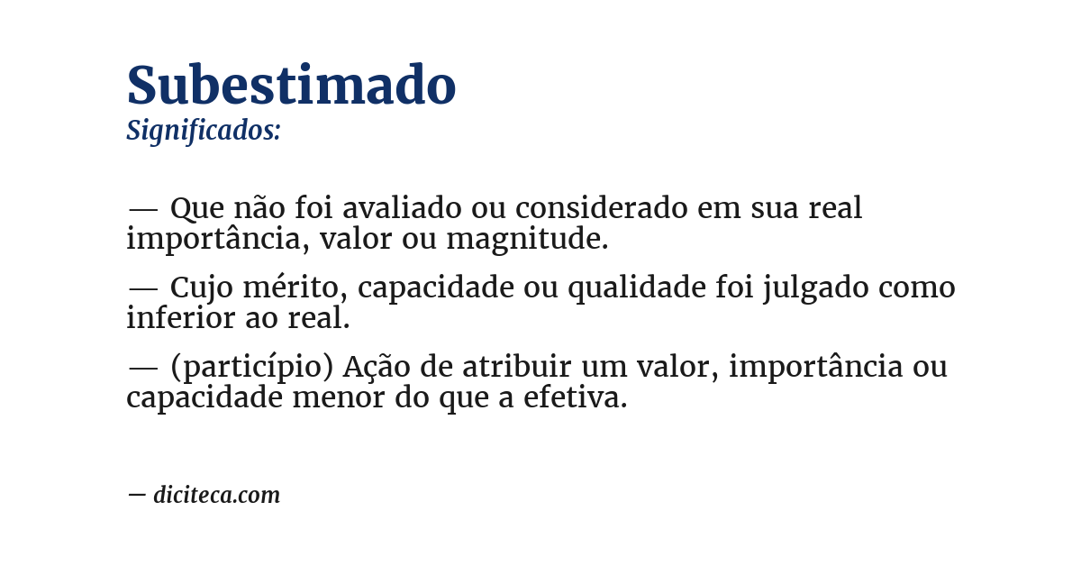 Significado de subestimado