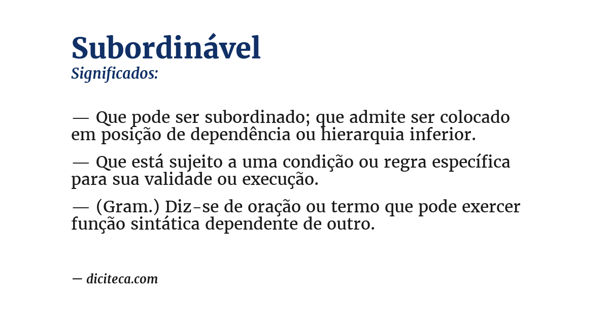 Significado de subordinável