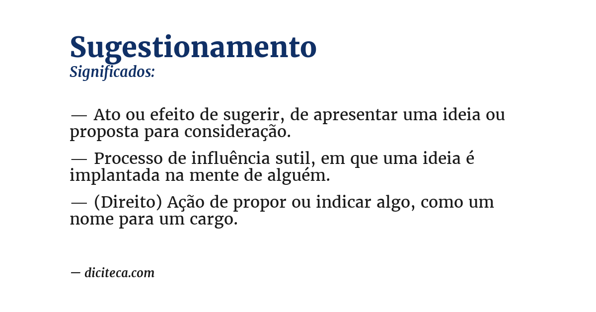 Significado de sugestionamento