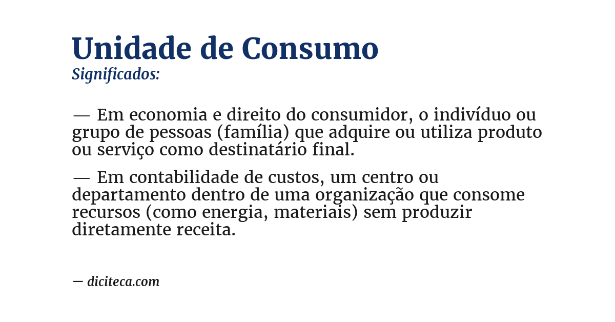 Significado de unidade de consumo