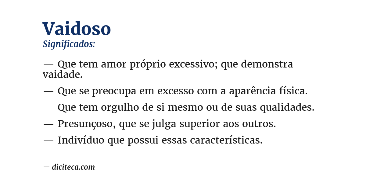 Significado de vaidoso