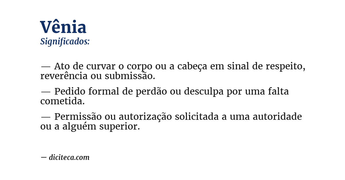 Significado de vênia