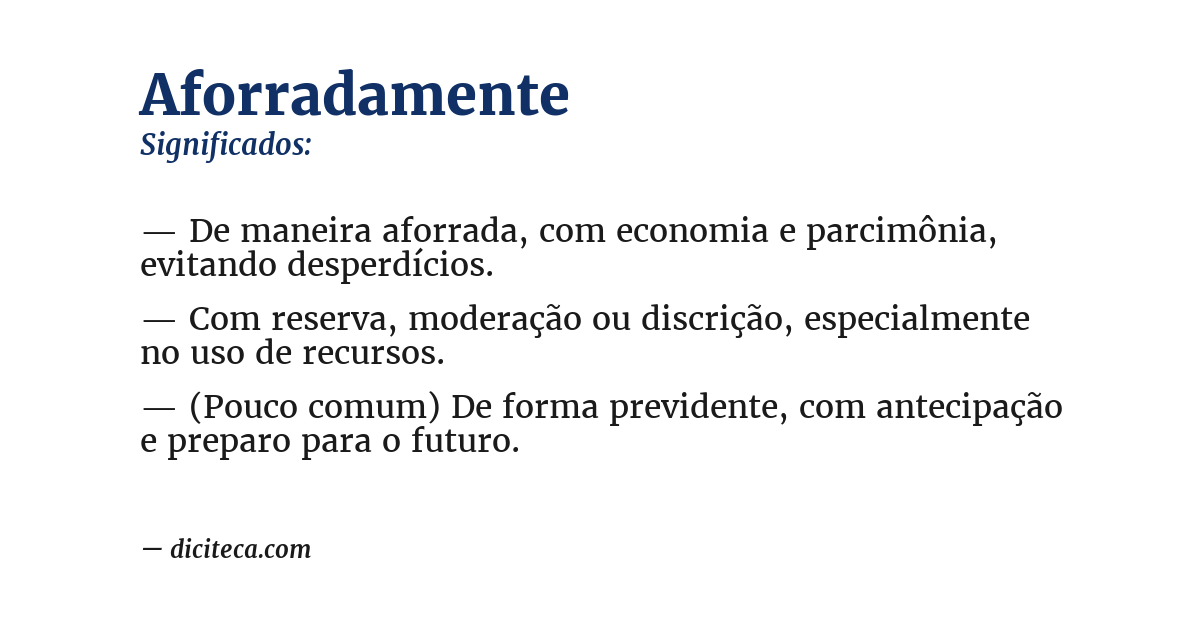 Significado de aforradamente
