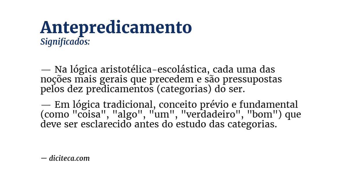 Significado de antepredicamento